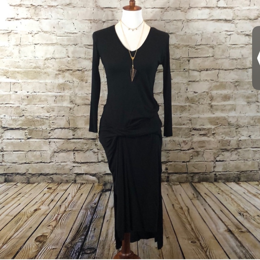 || All Saints || Black Riviera Knit LS Dress XS